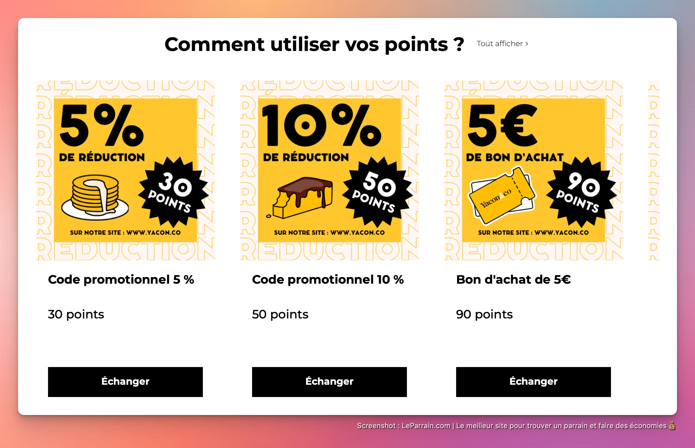 Capture d'écran 4 du programme de parrainage Yacon&Co