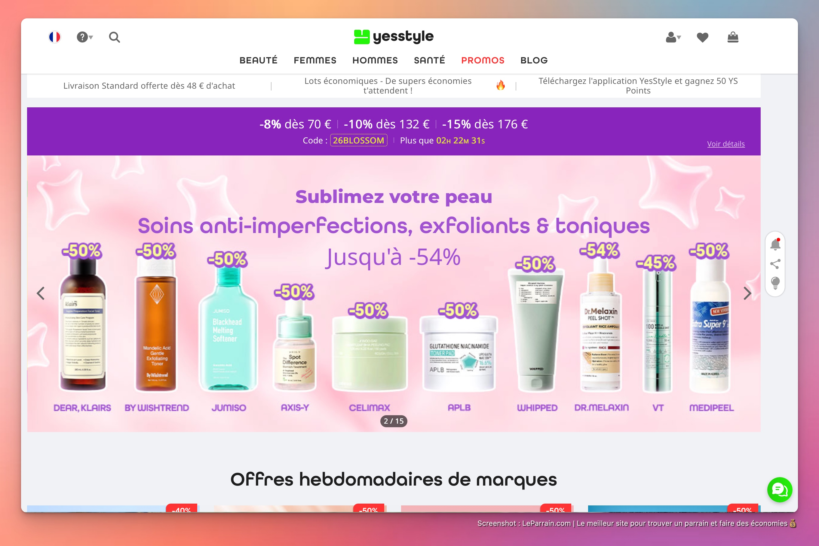 Capture d'écran 2 du programme de parrainage YesStyle