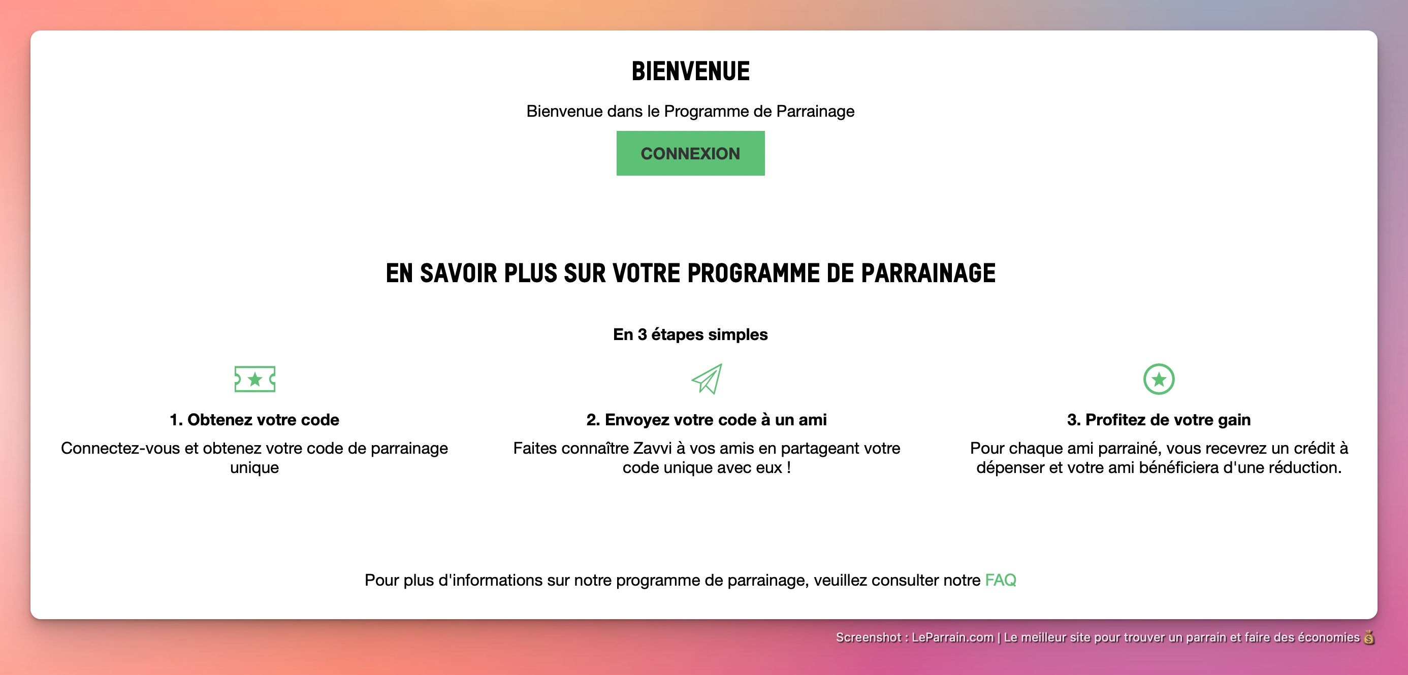 Capture d'écran 1 du programme de parrainage Zavvi
